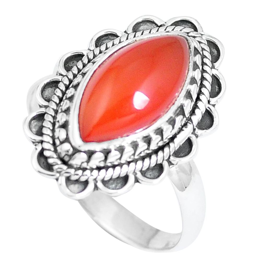 925 silver natural orange cornelian (carnelian) ring jewelry size 8.5 m69524