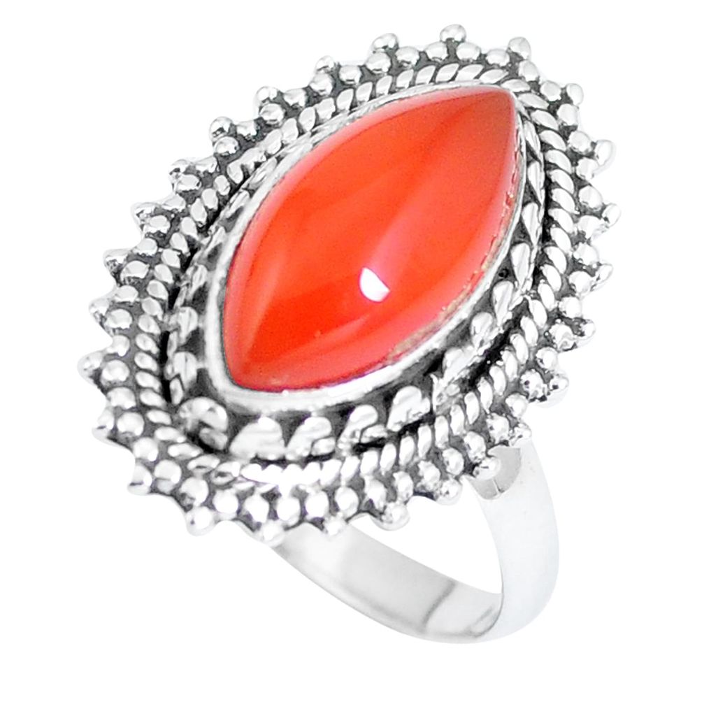 925 sterling silver natural orange cornelian (carnelian) ring size 7 m69529