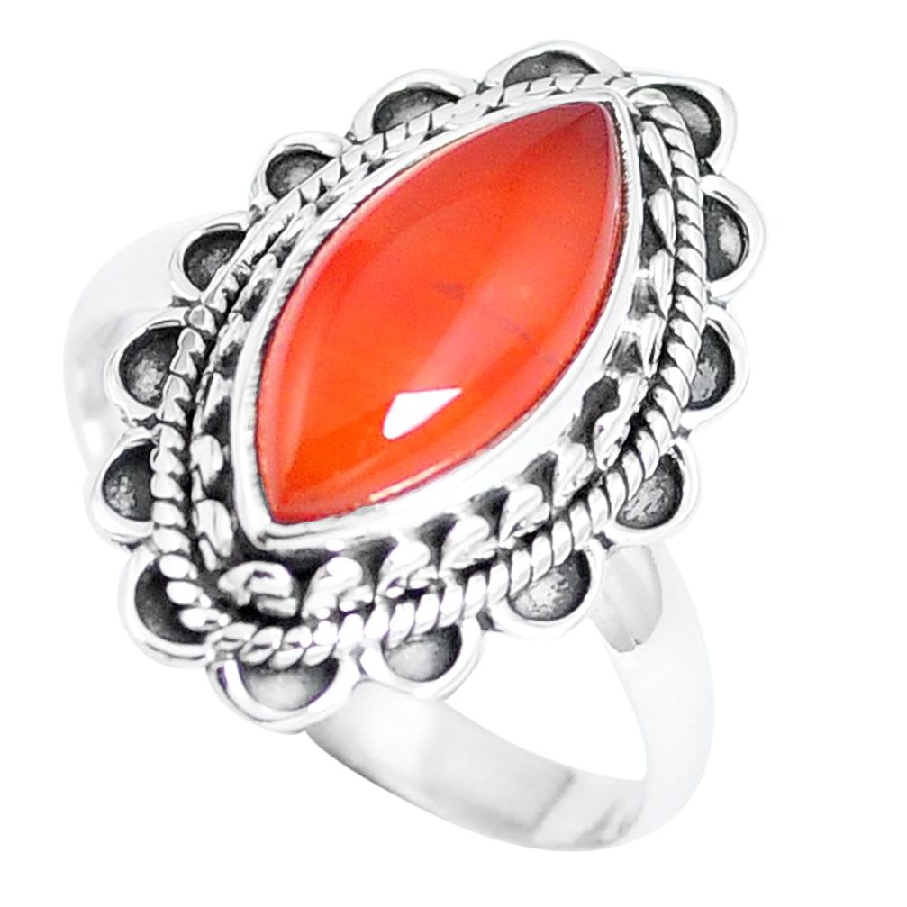 925 sterling silver natural orange cornelian (carnelian) ring size 7.5 m69532