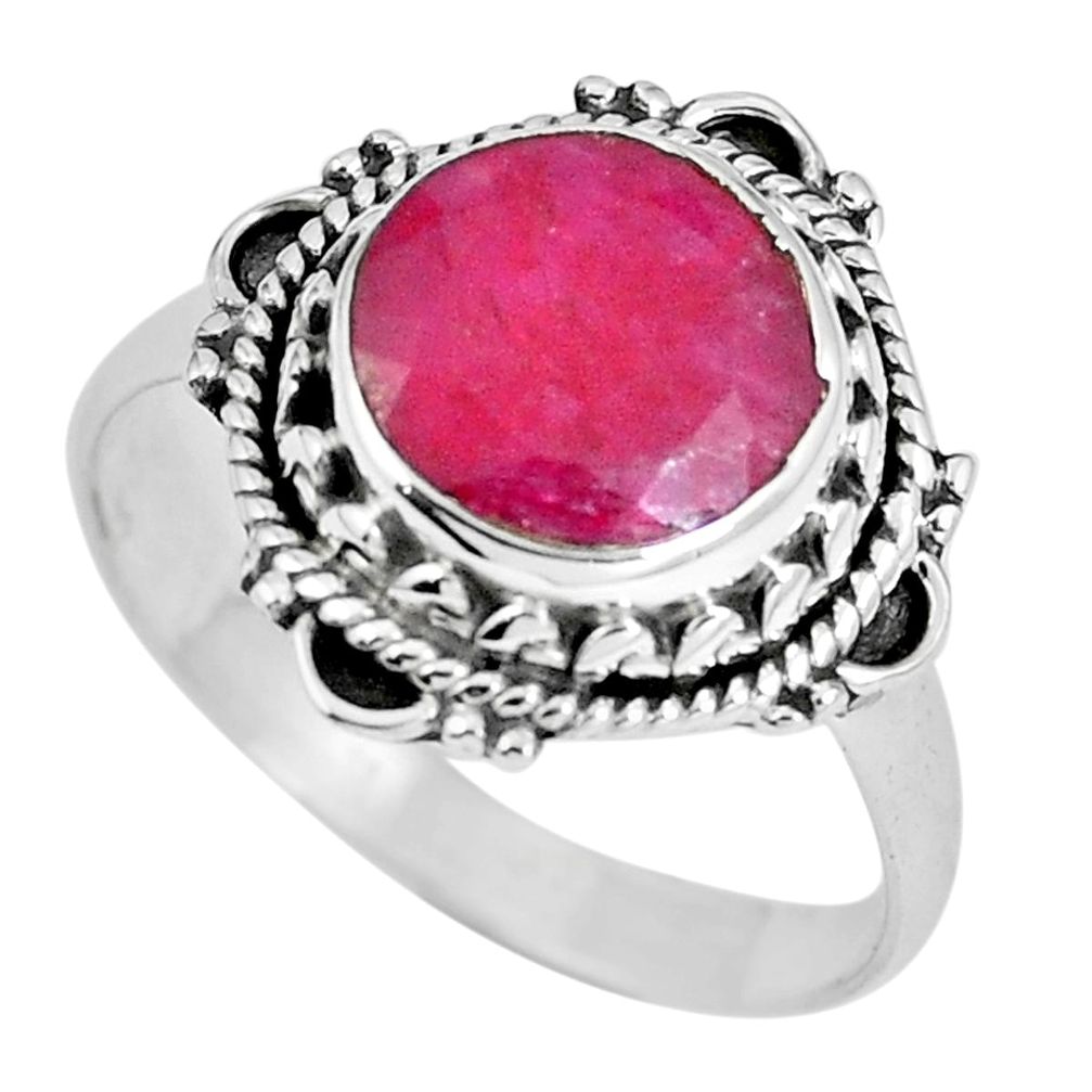 Natural red ruby 925 sterling silver ring jewelry size 8.5 m69545