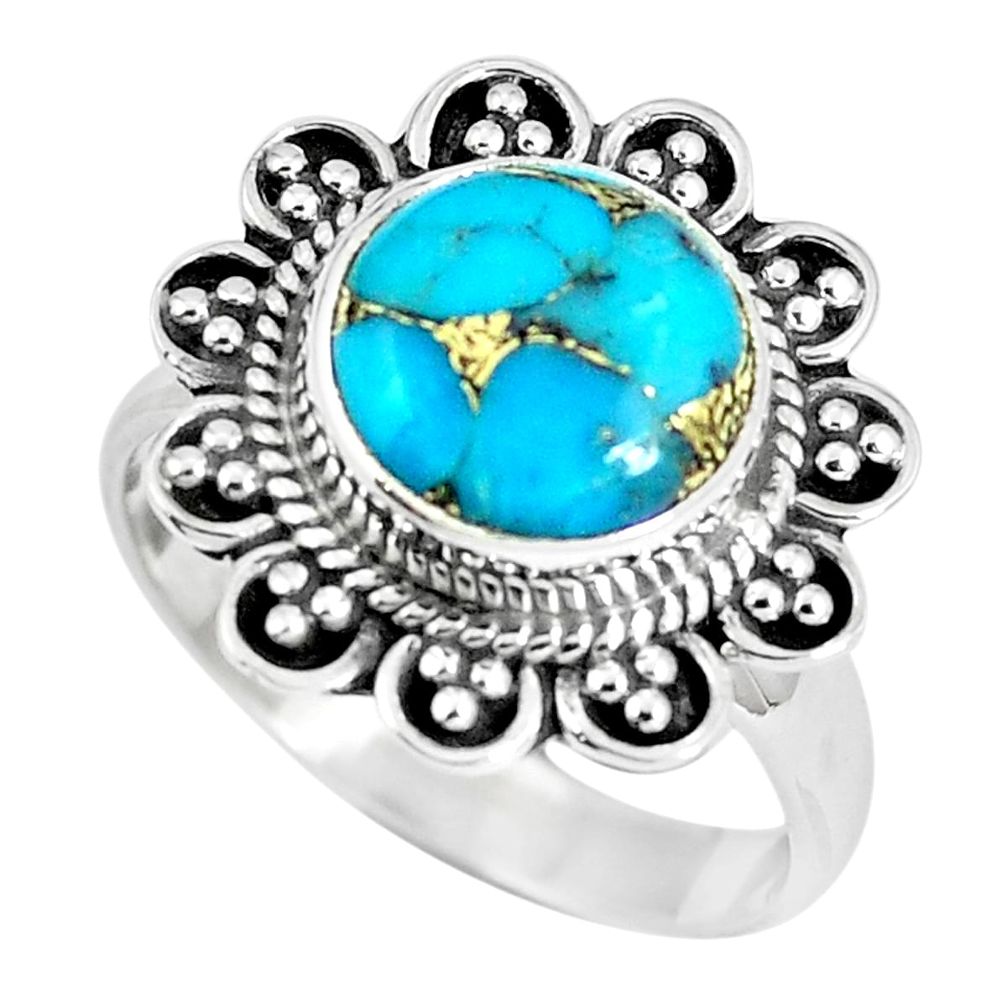 Blue copper turquoise 925 sterling silver ring jewelry size 7 m69590