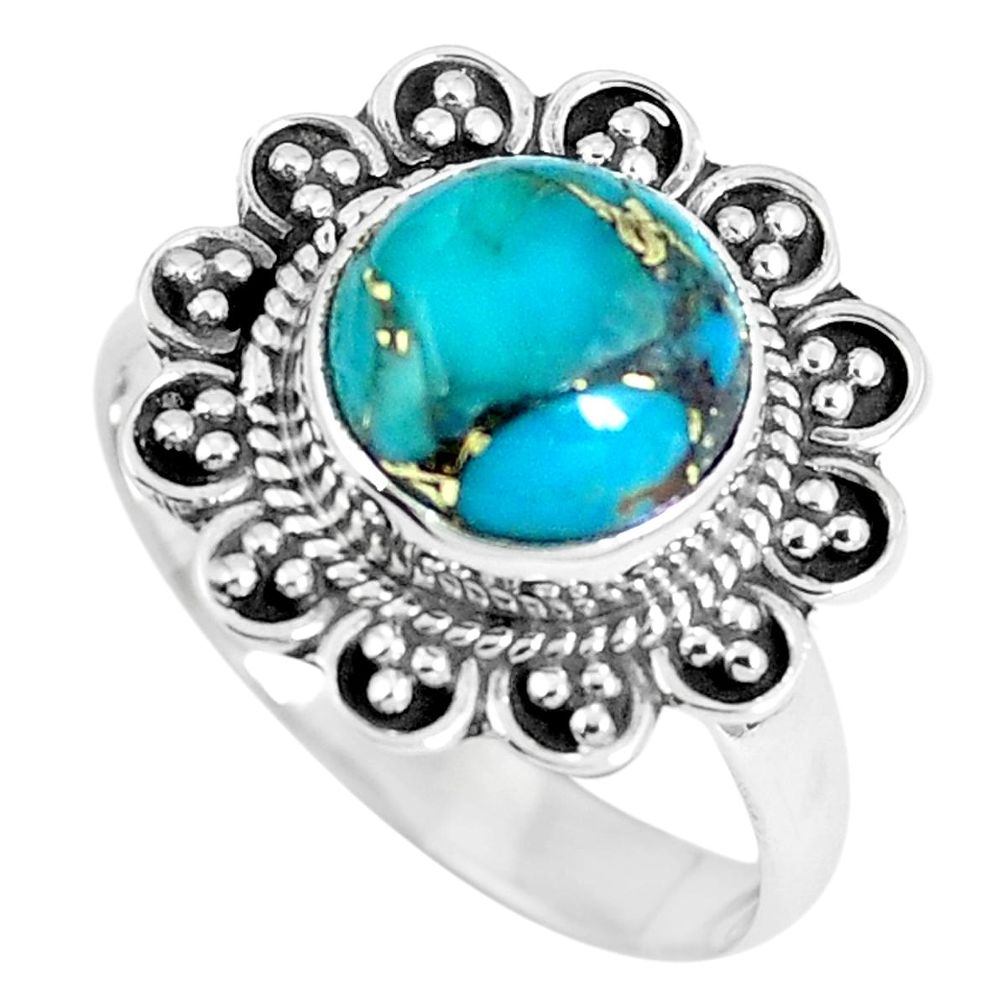 Blue copper turquoise 925 sterling silver ring jewelry size 8.5 m69596