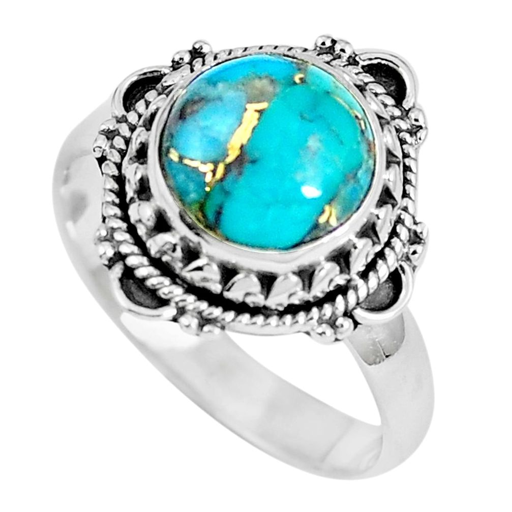 Blue copper turquoise 925 sterling silver ring jewelry size 8 m69597