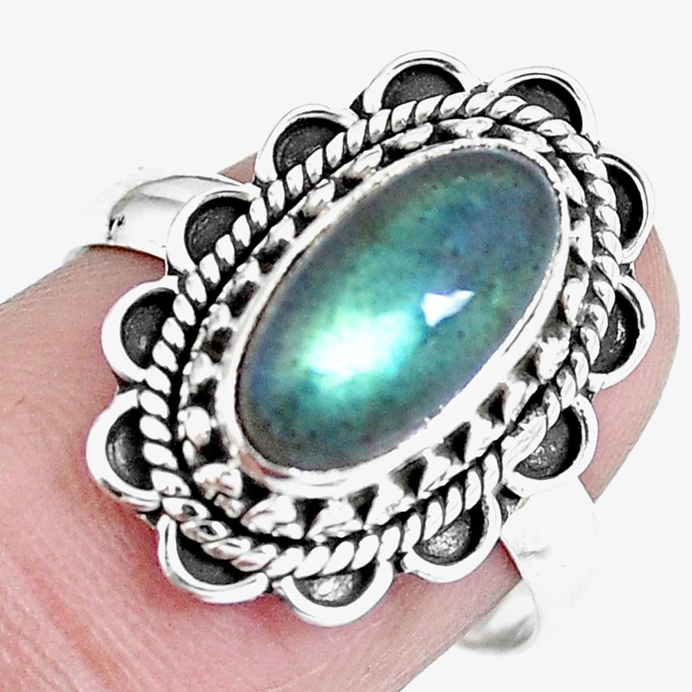 Natural blue labradorite 925 sterling silver ring jewelry size 6.5 m69601