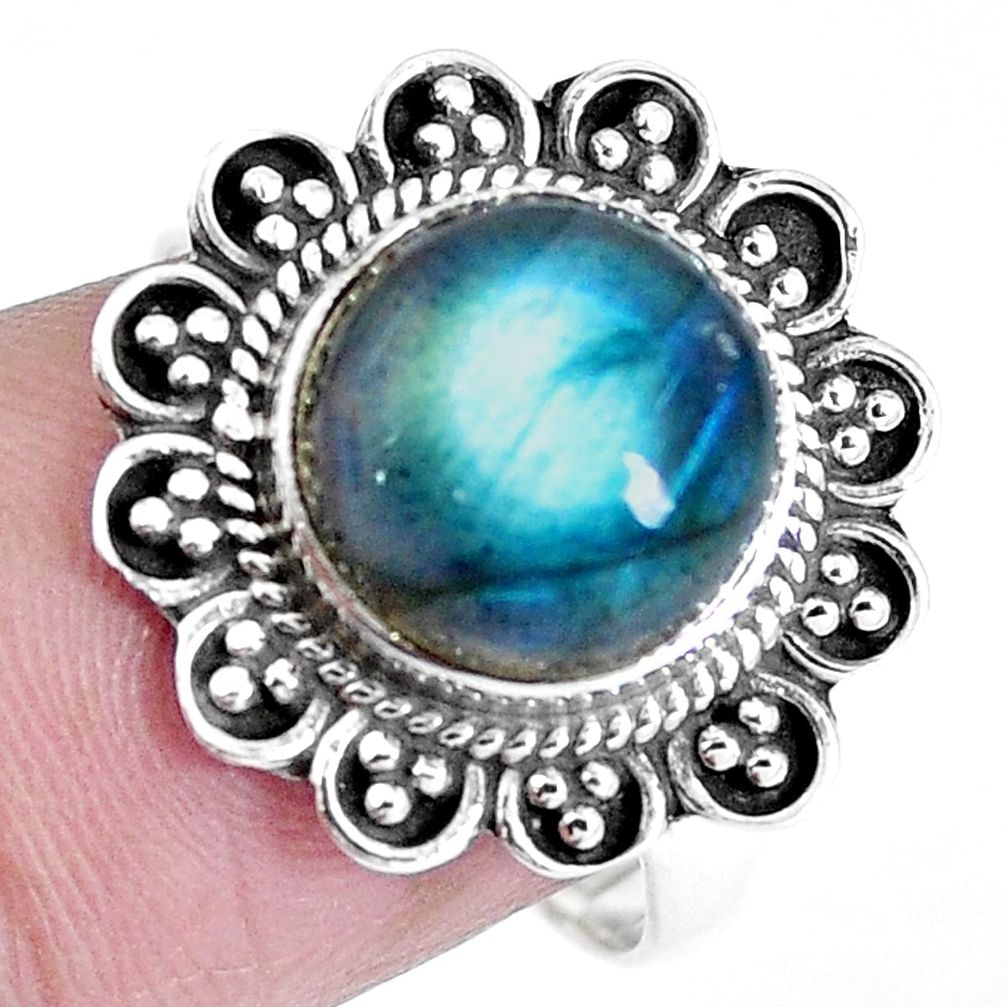 Natural blue labradorite 925 sterling silver ring jewelry size 7.5 m69603