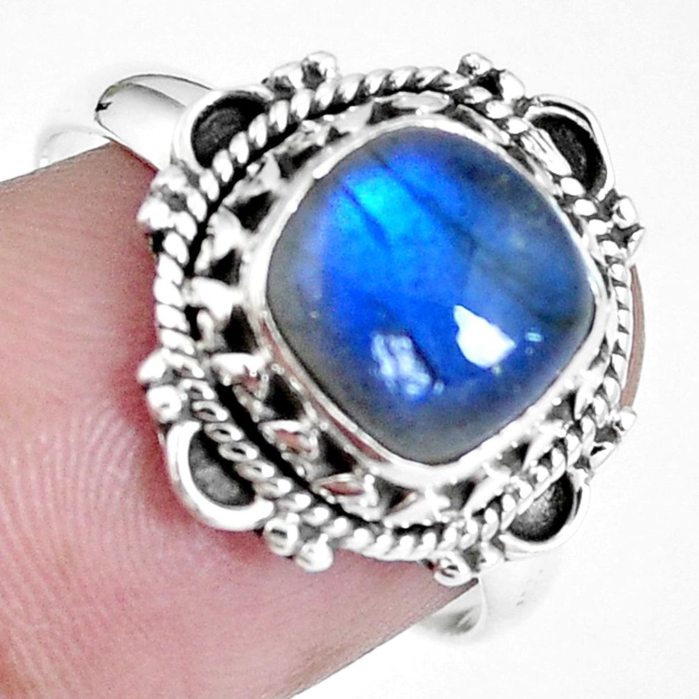 Natural blue labradorite 925 sterling silver ring jewelry size 7 m69606