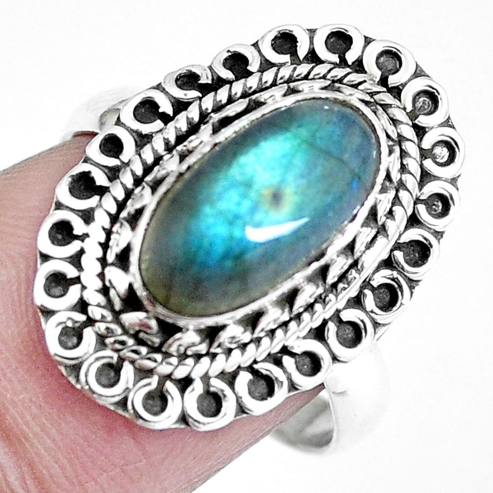 Natural blue labradorite 925 sterling silver ring jewelry size 7 m69607