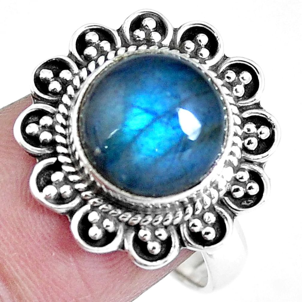 Natural blue labradorite 925 sterling silver ring jewelry size 8 m69611
