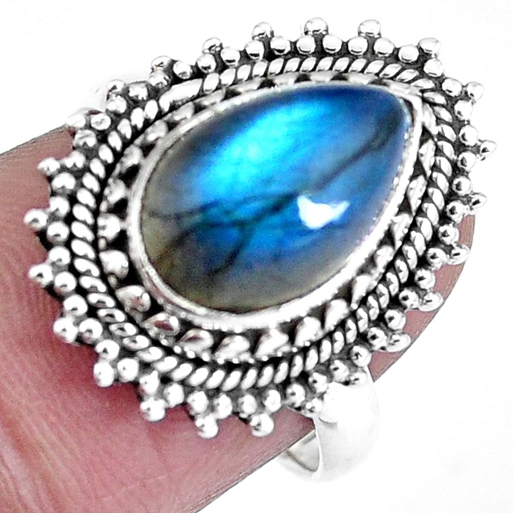 Natural blue labradorite 925 sterling silver ring jewelry size 6.5 m69612