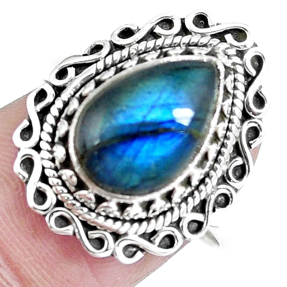 925 sterling silver natural blue labradorite ring jewelry size 7.5 m69619