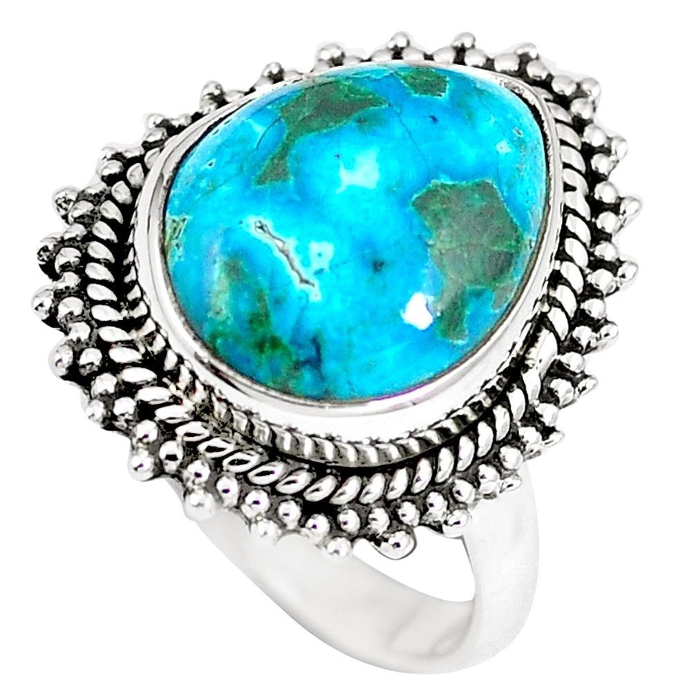 Natural green chrysocolla 925 sterling silver ring jewelry size 8 m69668