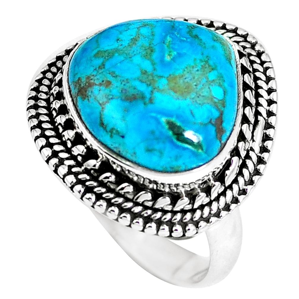 Natural green chrysocolla 925 sterling silver ring jewelry size 8 m69674