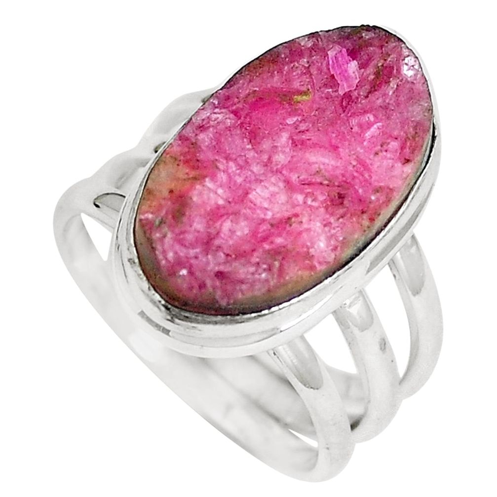 Natural pink cobalt druzy 925 sterling silver ring jewelry size 6.5 m70103