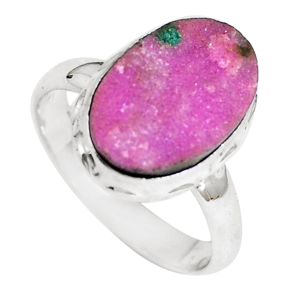 925 sterling silver natural pink cobalt druzy ring jewelry size 8 m70116