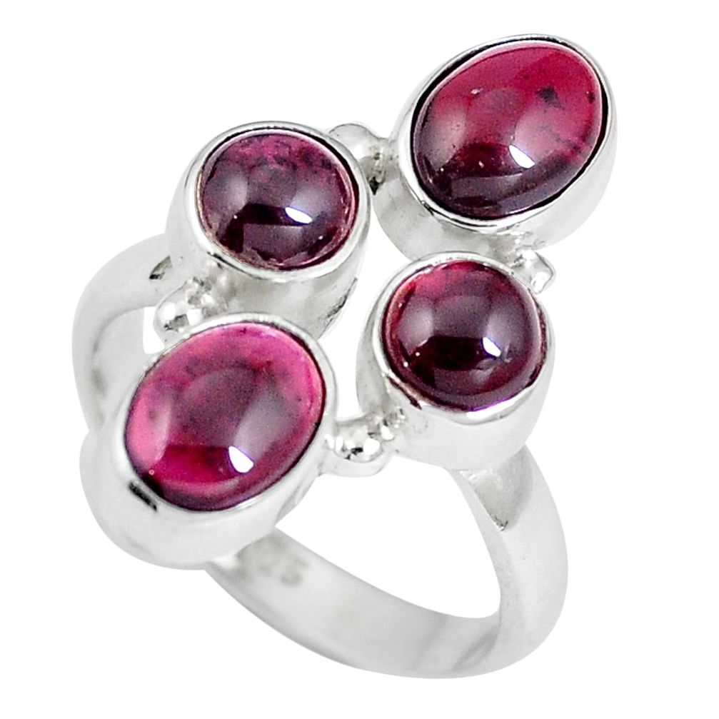 925 sterling silver natural red garnet oval ring jewelry size 7.5 m70269