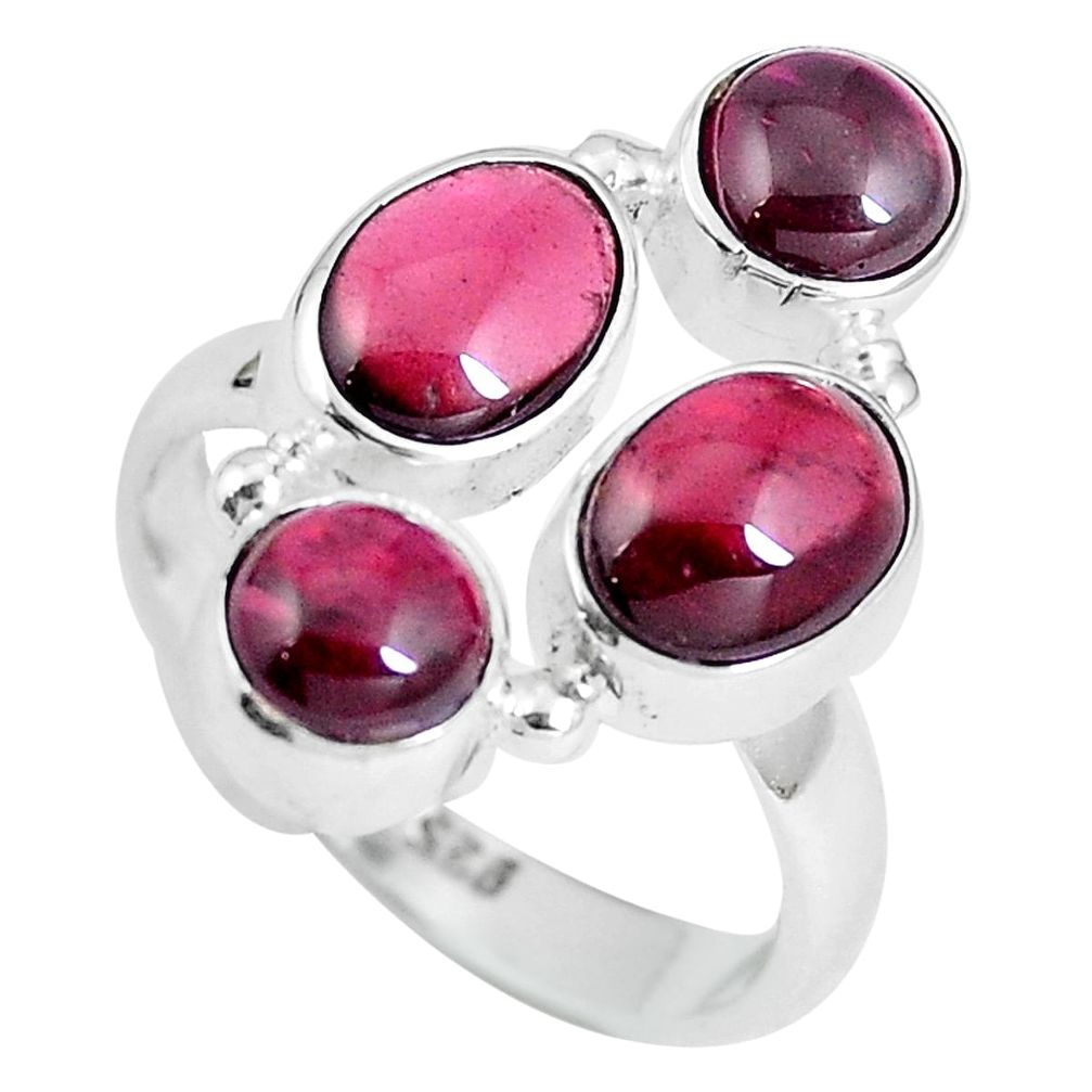 925 sterling silver natural red garnet oval ring jewelry size 7.5 m70275