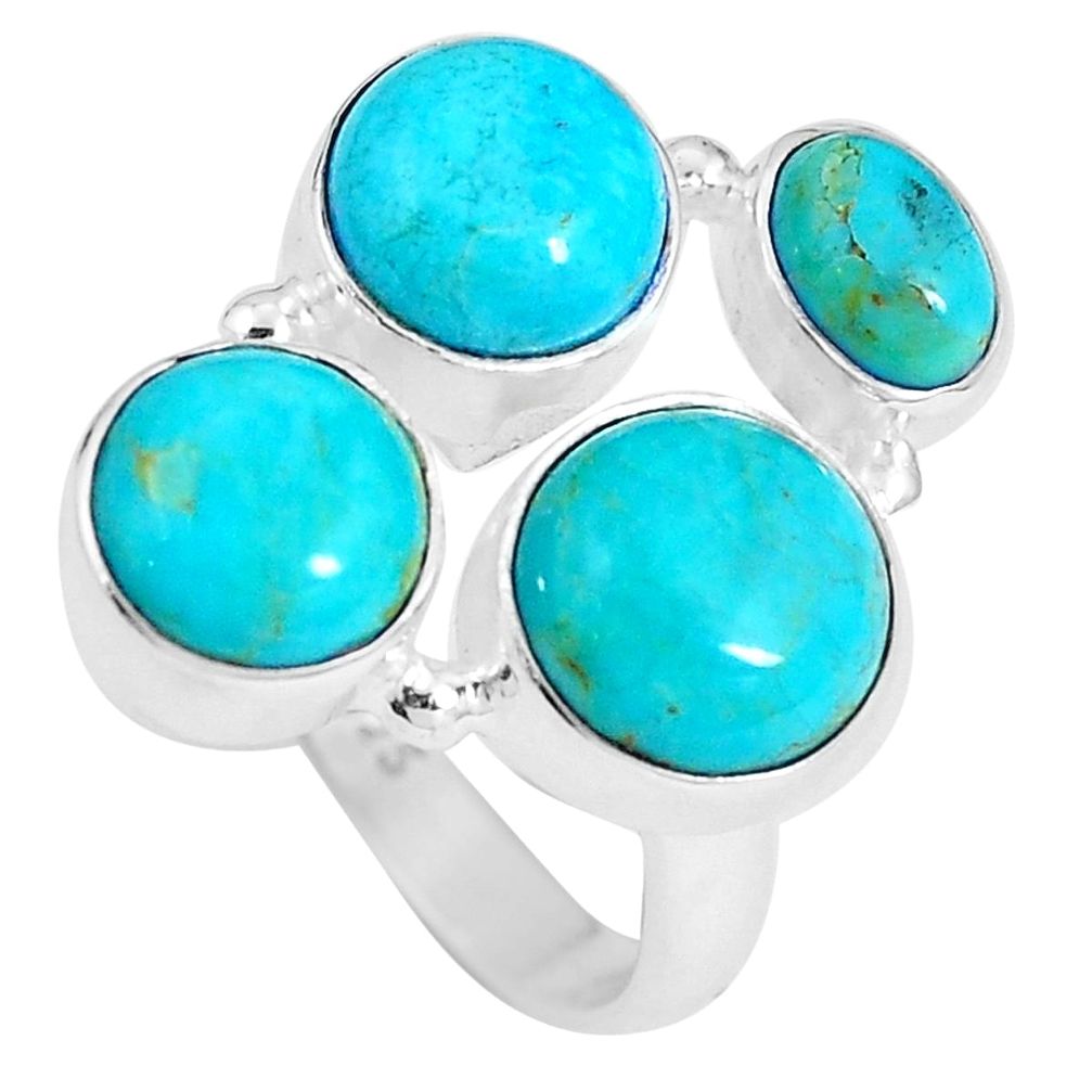 Blue arizona mohave turquoise 925 sterling silver ring size 7.5 m70286