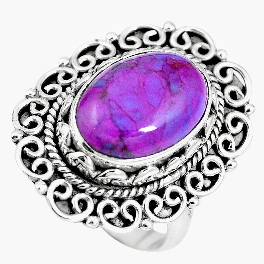 Purple copper turquoise 925 sterling silver ring jewelry size 8 m70794
