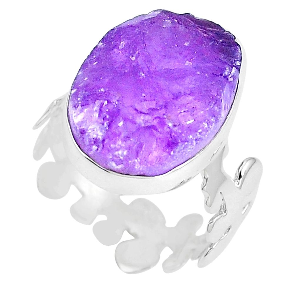 Natural purple amethyst rough 925 sterling silver ring size 6.5 m70845