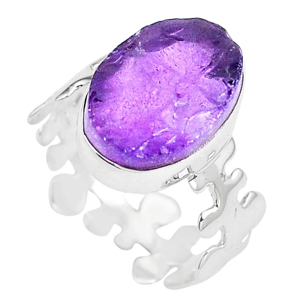 925 sterling silver natural purple amethyst rough ring size 7.5 m70858