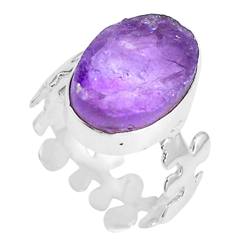 Natural purple amethyst rough 925 sterling silver ring size 6.5 m70879