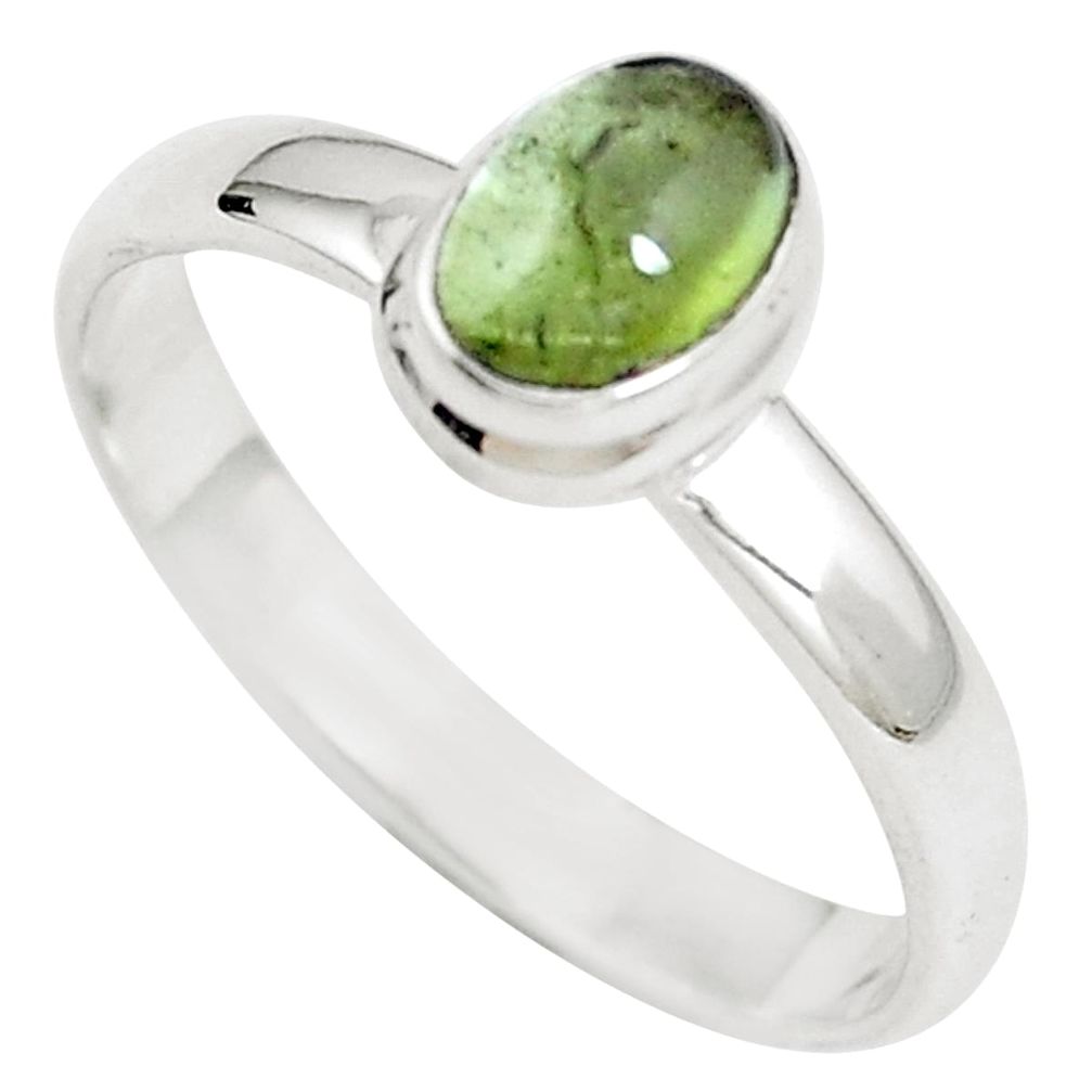 Natural green tourmaline 925 sterling silver ring jewelry size 8.5 m71406
