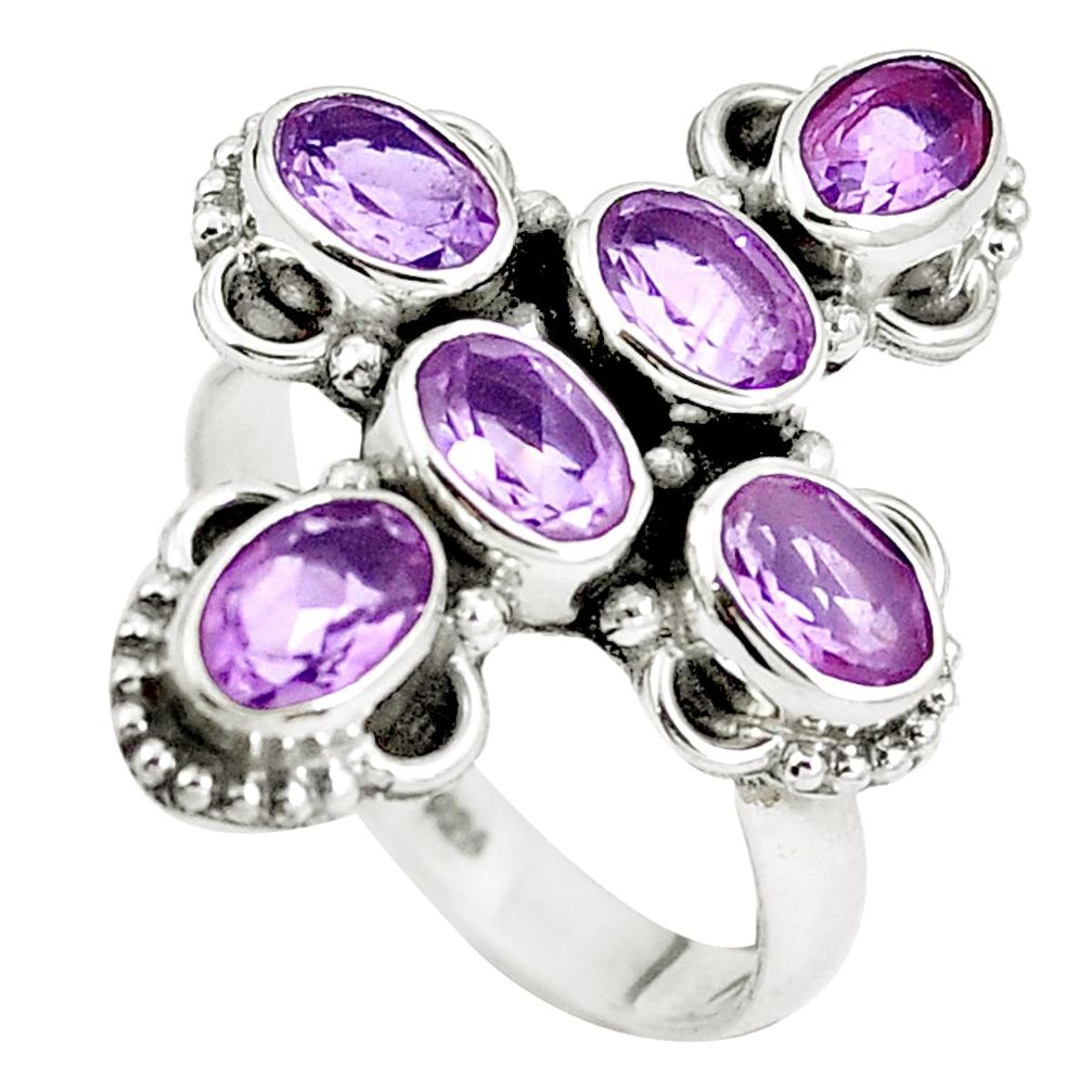 925 silver natural purple amethyst holy cross ring jewelry size 7.5 m71511