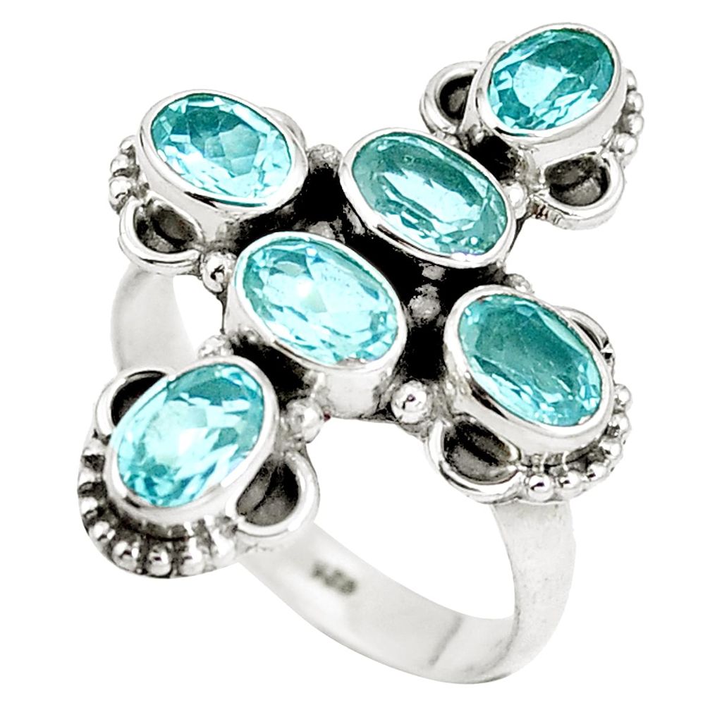 925 sterling silver natural blue topaz holy cross ring jewelry size 8 m71515