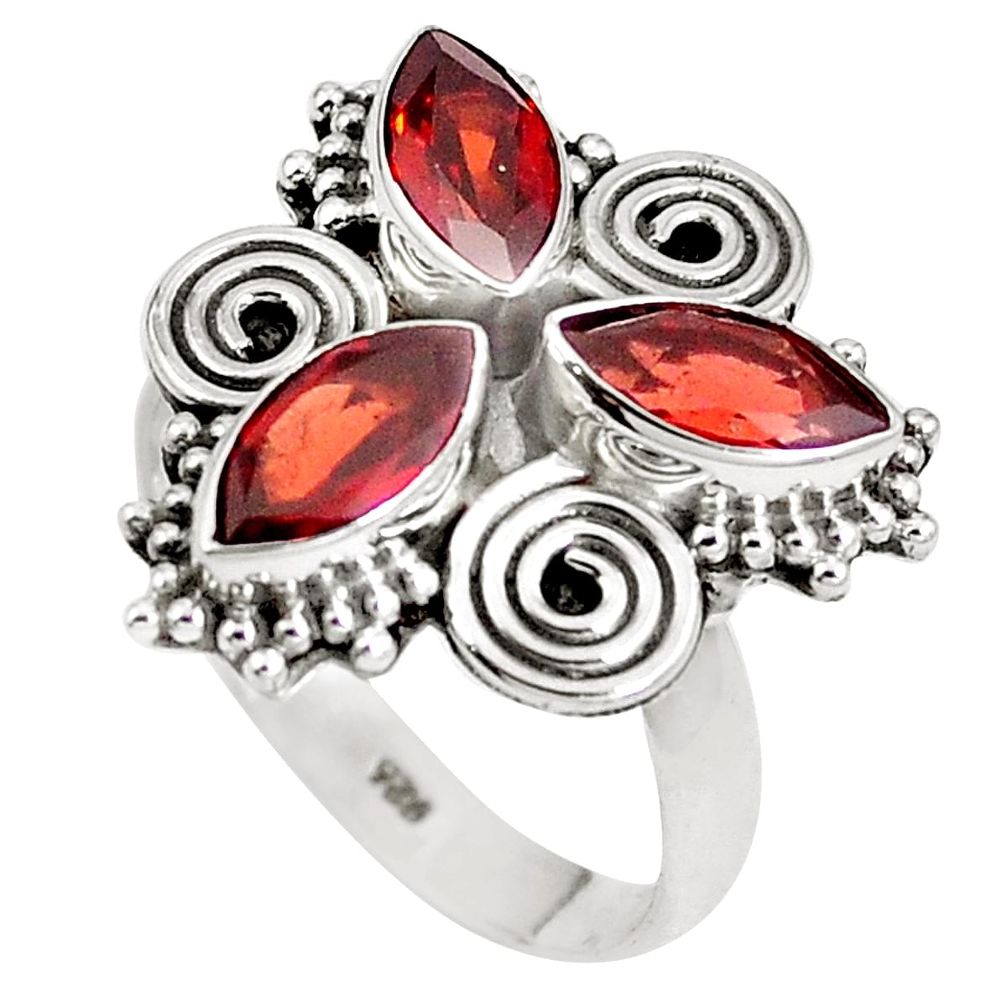 925 sterling silver natural red garnet marquise ring jewelry size 6.5 m71549