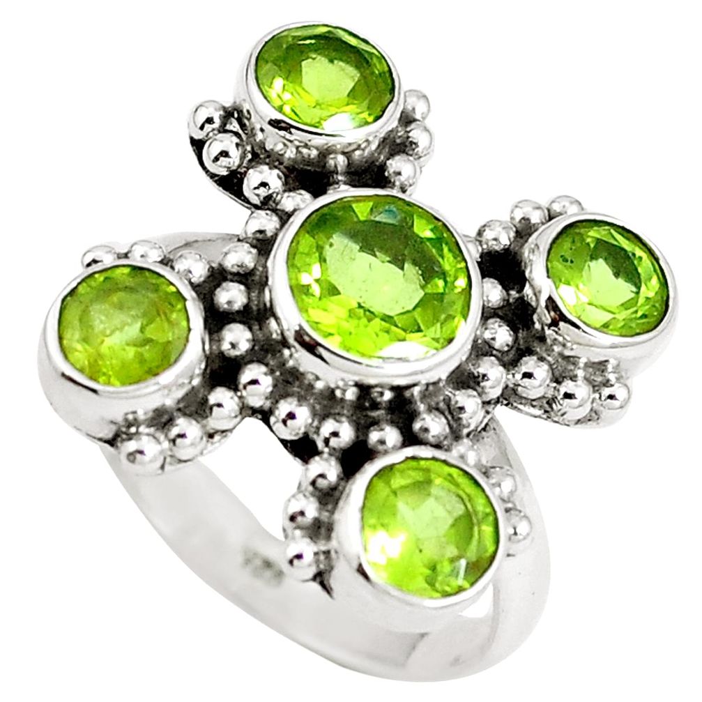 Natural green peridot 925 sterling silver ring jewelry size 7 m71585