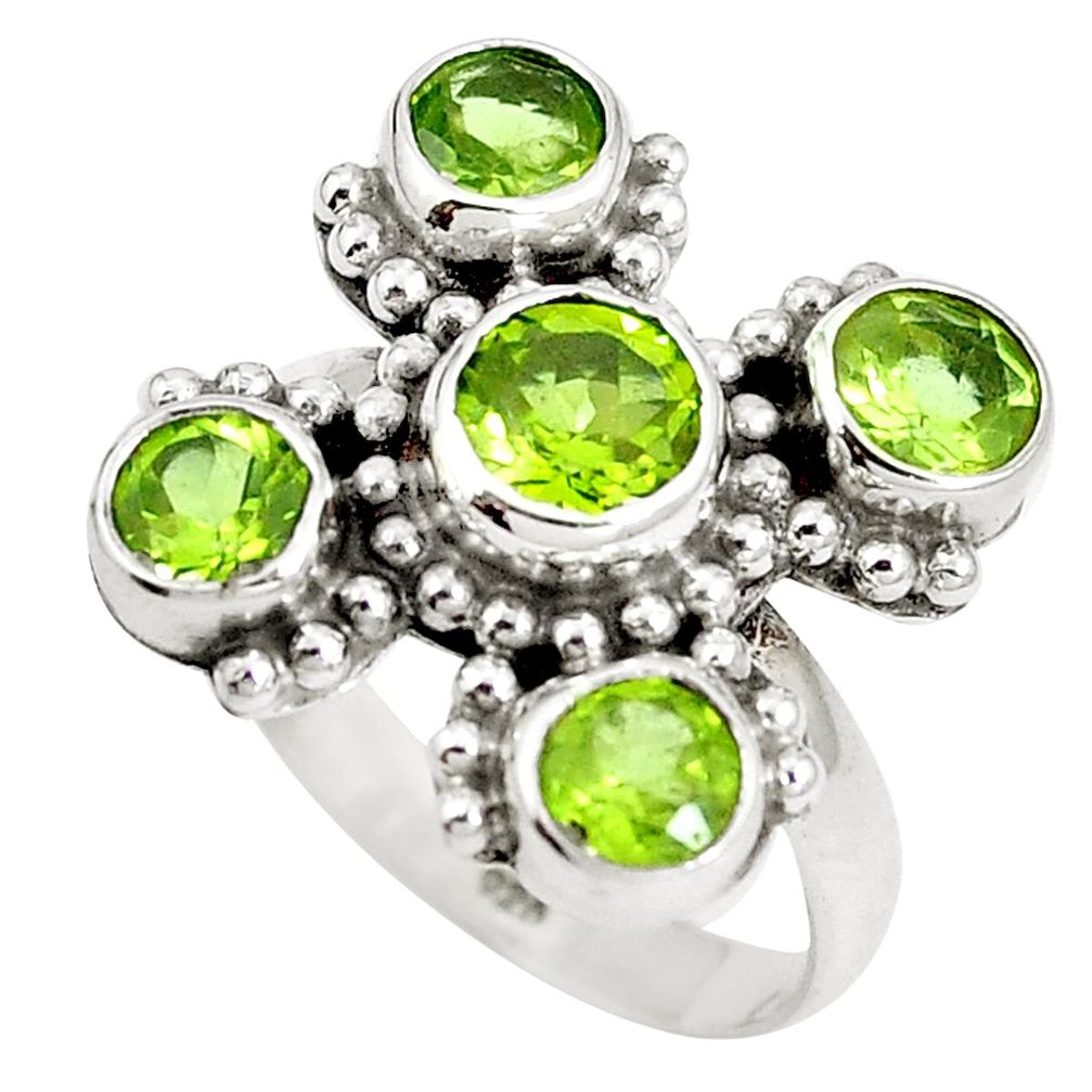 Natural green peridot 925 sterling silver ring jewelry size 7 m71586