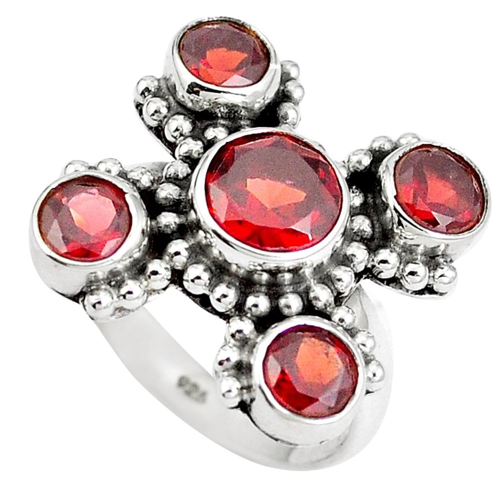 Natural red garnet 925 sterling silver ring jewelry size 6.5 m71587