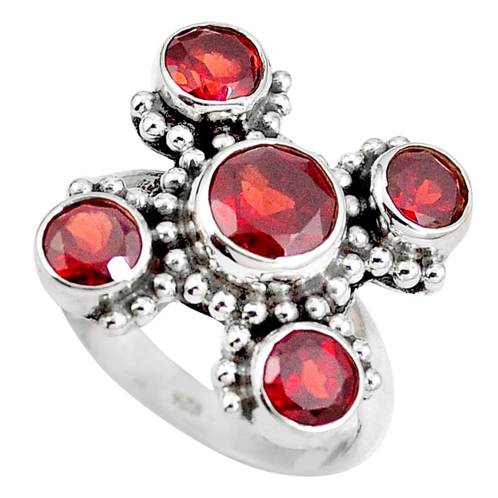 Natural red garnet 925 sterling silver ring jewelry size 8 m71589