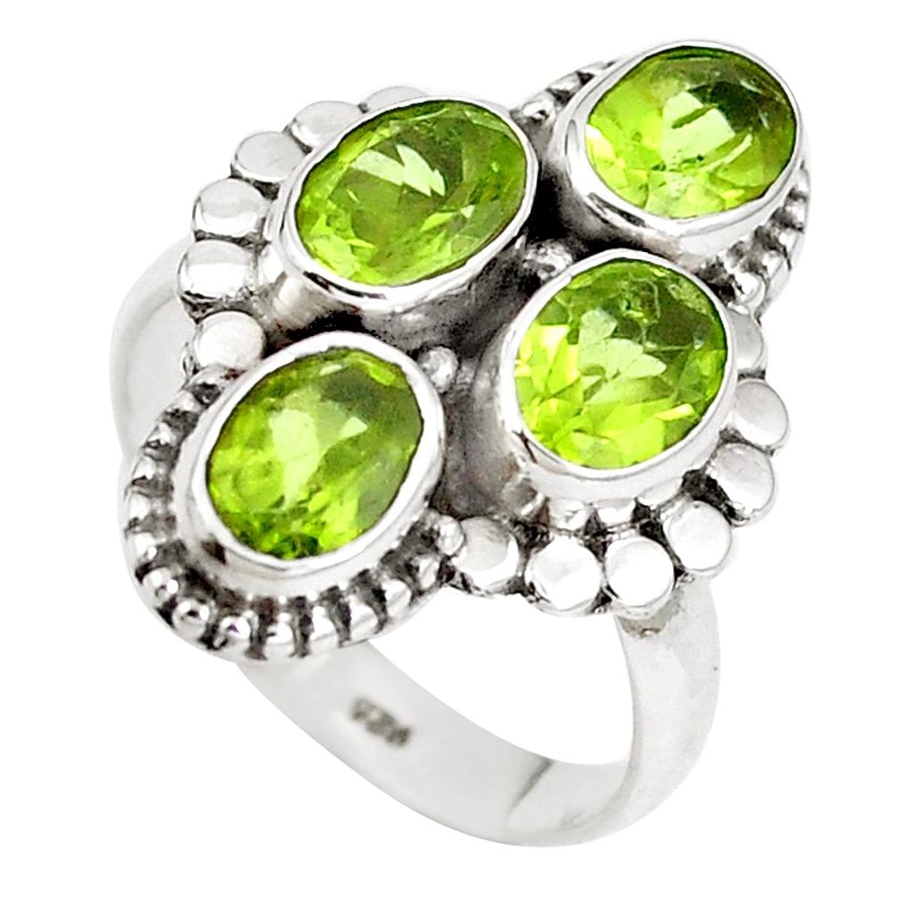Natural green peridot 925 sterling silver ring jewelry size 6.5 m71607