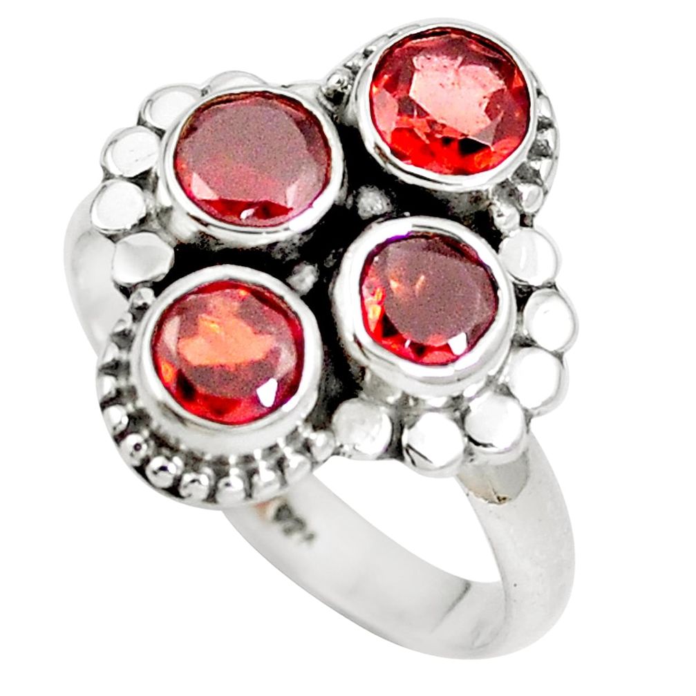 Natural red garnet 925 sterling silver ring jewelry size 7.5 m71614