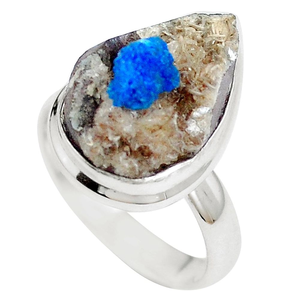 Natural blue cavansite 925 sterling silver ring jewelry size 7 m71962