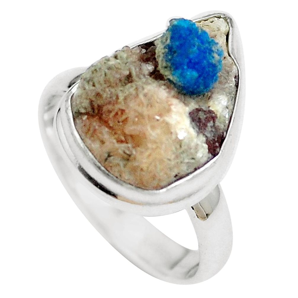 Natural blue cavansite 925 sterling silver ring jewelry size 7 m71966