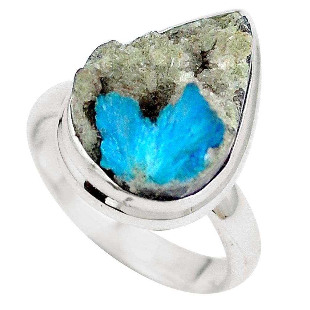 Natural blue cavansite 925 sterling silver ring jewelry size 7.5 m71969
