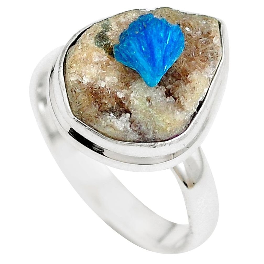 925 sterling silver natural blue cavansite ring jewelry size 9 m71971