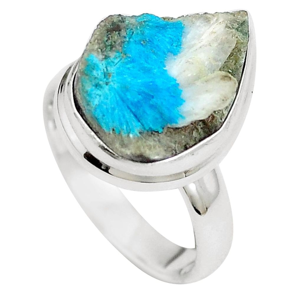 Natural blue cavansite 925 sterling silver ring jewelry size 6 m71974