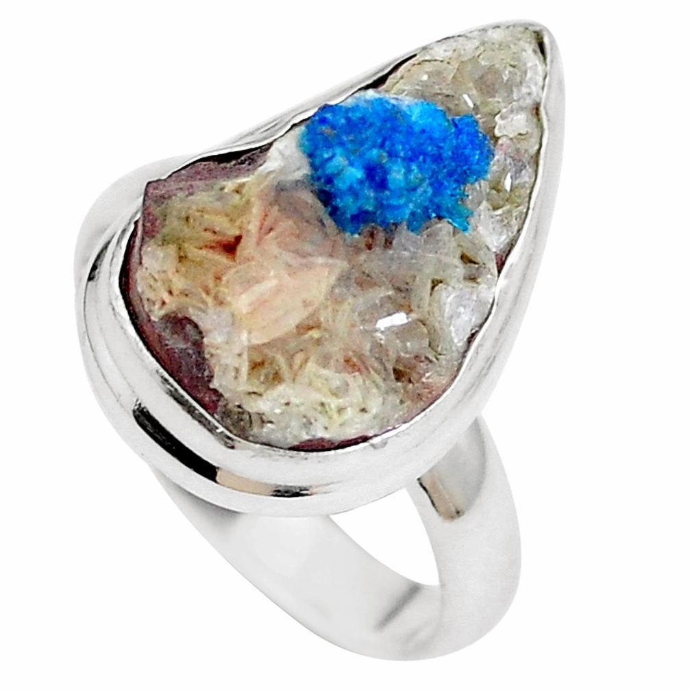 Natural blue cavansite 925 sterling silver ring jewelry size 7 m71978