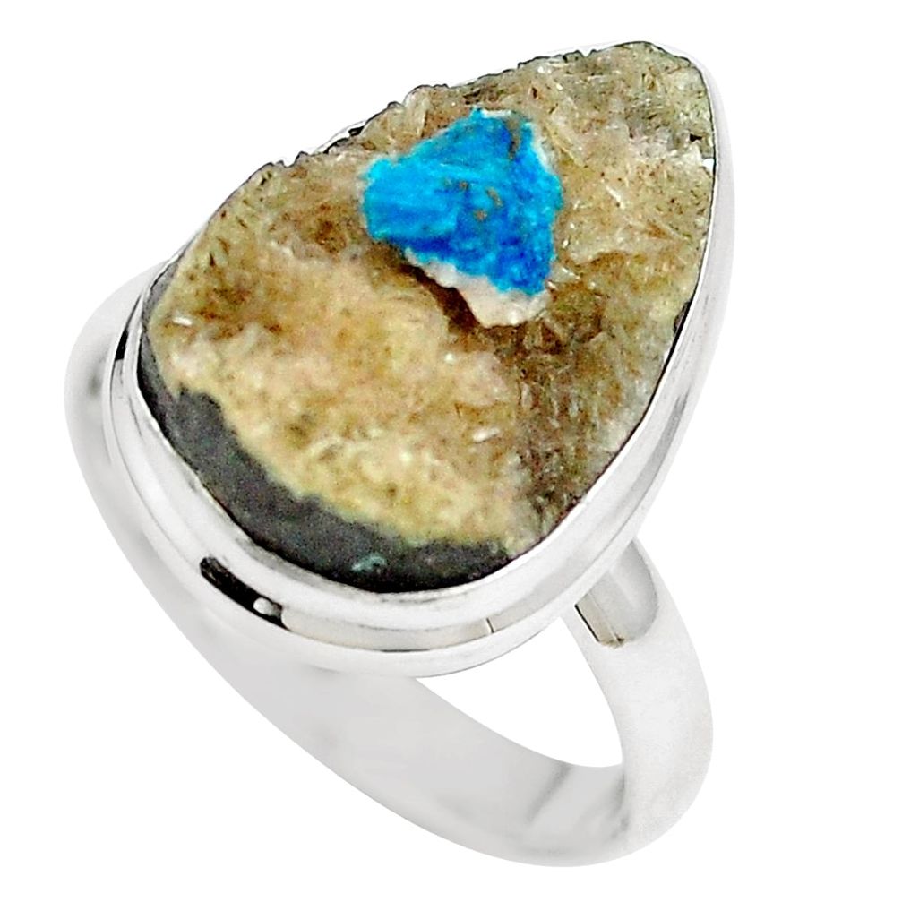 Natural blue cavansite 925 sterling silver ring jewelry size 8.5 m71980