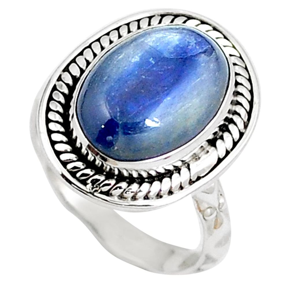 925 sterling silver natural blue kyanite oval ring jewelry size 7 m72580
