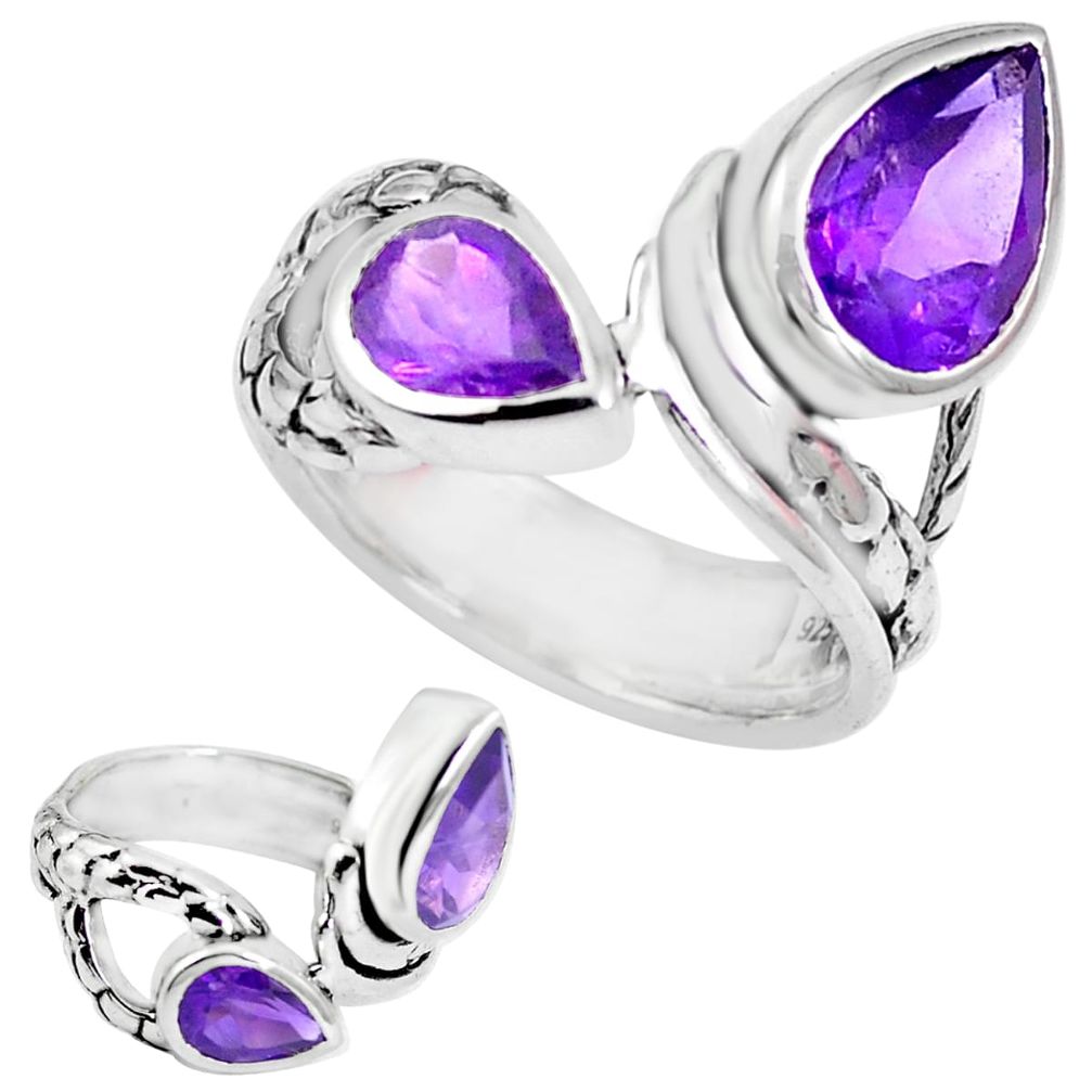 Natural purple amethyst 925 sterling silver ring jewelry size 5 m73292