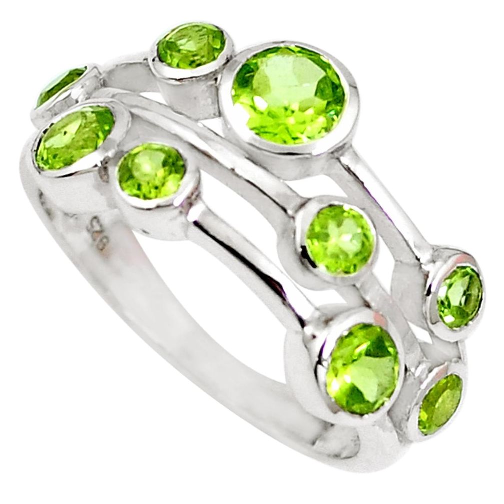 3.83cts natural green peridot 925 sterling silver ring jewelry size 7 m73336