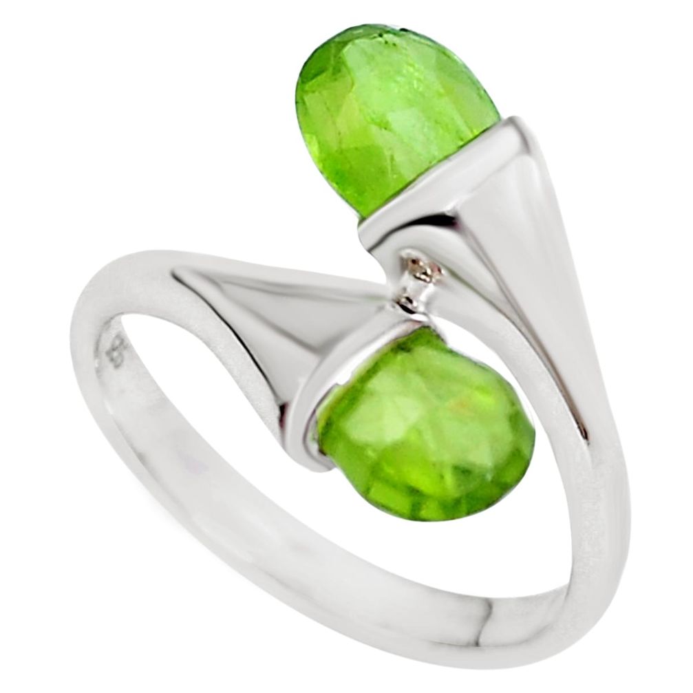 Natural green peridot 925 sterling silver adjustable ring size 7 m73346