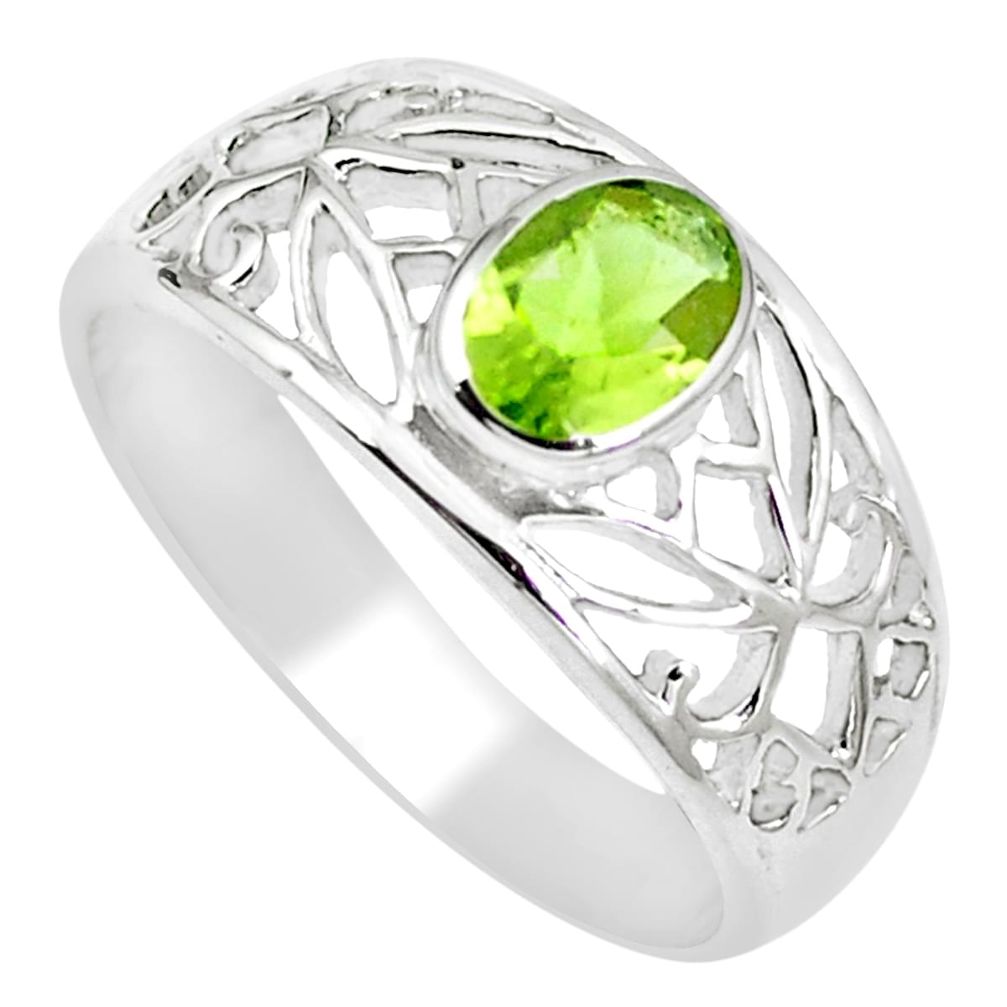 1.39cts natural green peridot 925 sterling silver ring jewelry size 5.5 m73470