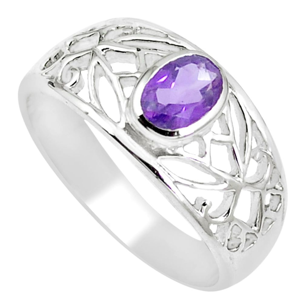1.52cts natural purple amethyst 925 sterling silver ring jewelry size 7 m73478