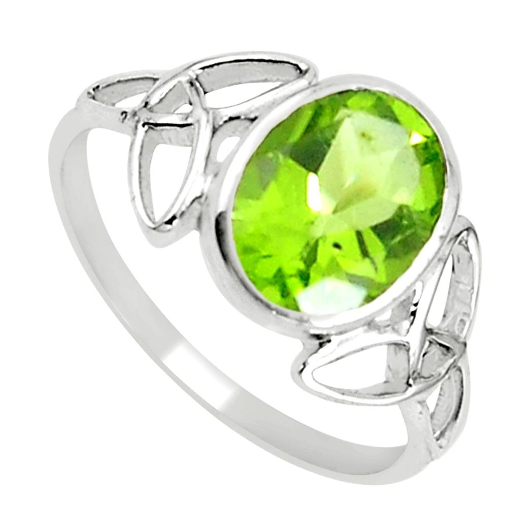 2.44cts natural green peridot 925 sterling silver ring jewelry size 7.5 m73486