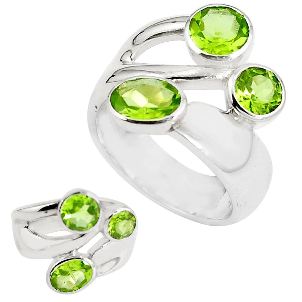 4.32cts natural green peridot 925 sterling silver ring jewelry size 7 m73826